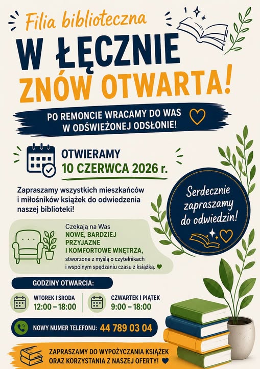 Filia biblioteczna w Łęcznie znów otwarta!