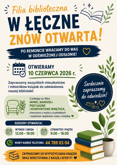 Filia biblioteczna w Łęcznie znów otwarta!