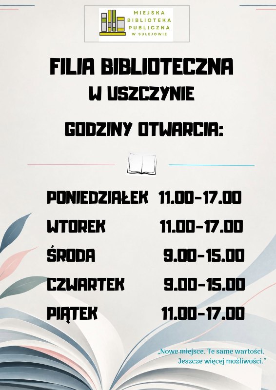 🎉 INAUGURACJA DZIAŁALNOŚCI FILII BIBLIOTECZNEJ W USZCZYNIE W NOWEJ LOKALIZACJI 📚